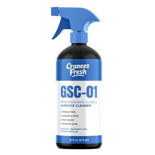 GSC-01 Professional Glass & Surface Cleaner Label Design