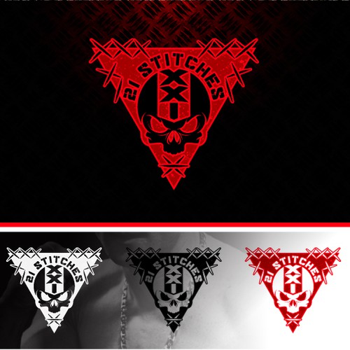 Create a logo for an MMA gear and sports wear, 21 STITCHES, open to all ideas
