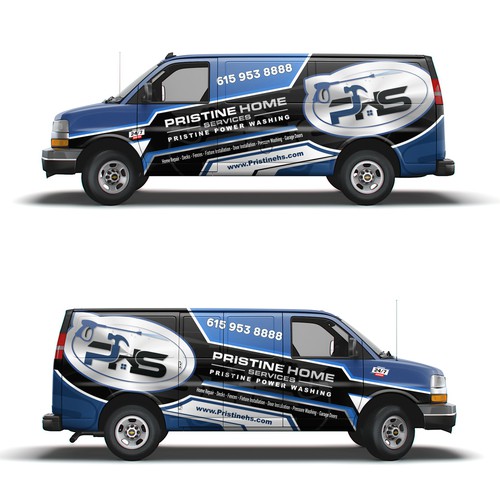 Blue Black Van Wrap Design - Chevrolet Express