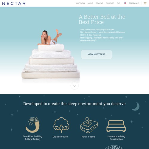Web Design concept for bed and mattress seller