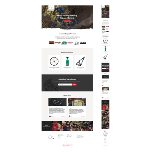Website design concept for an e-commerce bike store