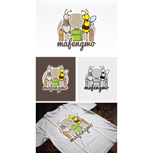 Cute Bee & Ant logo concept 