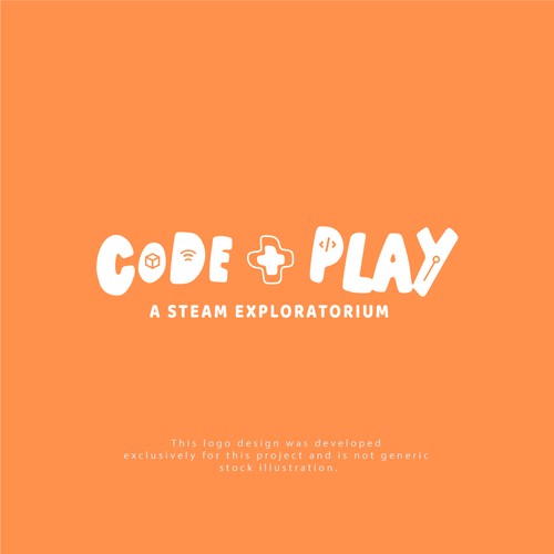 Coding Logo concept for CODE + PLAY (Pastel Orange)