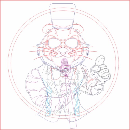 Design A Tiger Wearing A Tuxedo, Top Hat, And Monocle