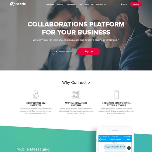 Connectie Landing page design