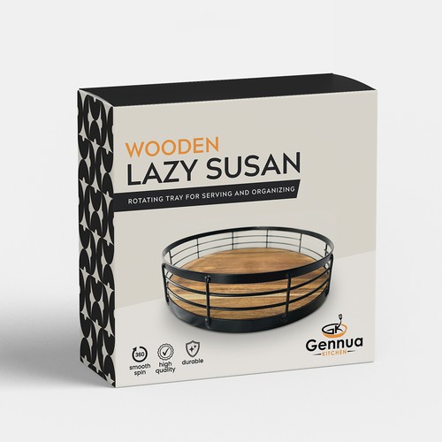 Packaging design for wooden rotating tray