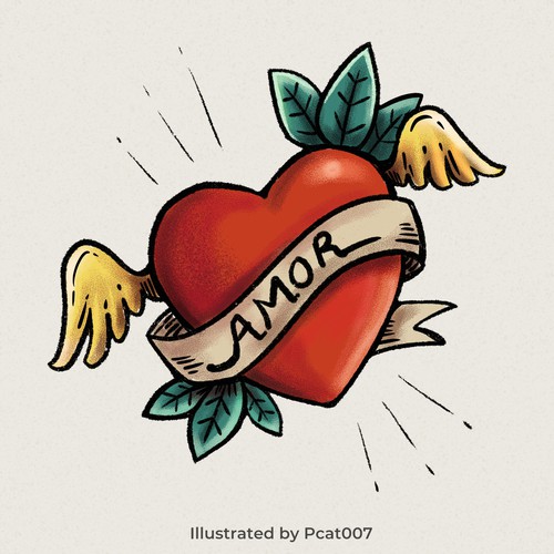 Retro Heart Tattoo 