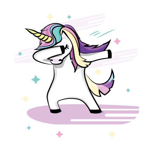 "Dabbing” Unicorn Character Vector/Illustration Design