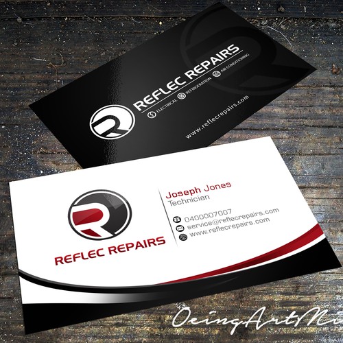 Business card design for Reflec Repairs