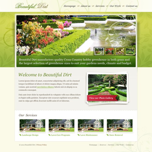 website design for Beautiful Dirt - Landscaping Services