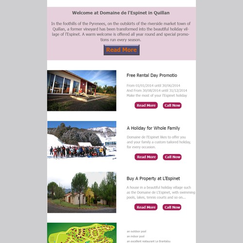 Newsletter design for holiday resort wanted