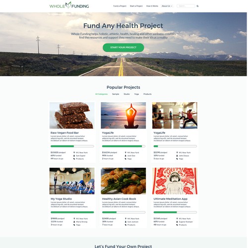 Landing Page Design for CrowdFunding Company