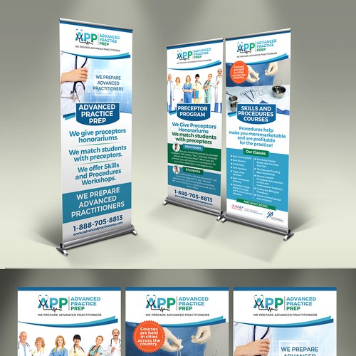 Create 3 banners for trade show for our medical company