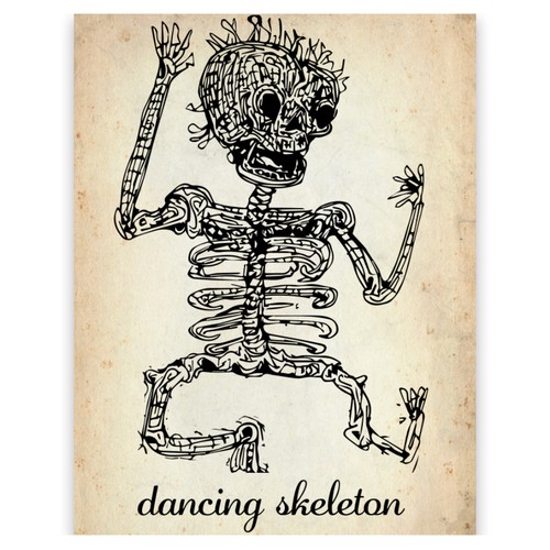 Dancing Skeleton Illustration Card