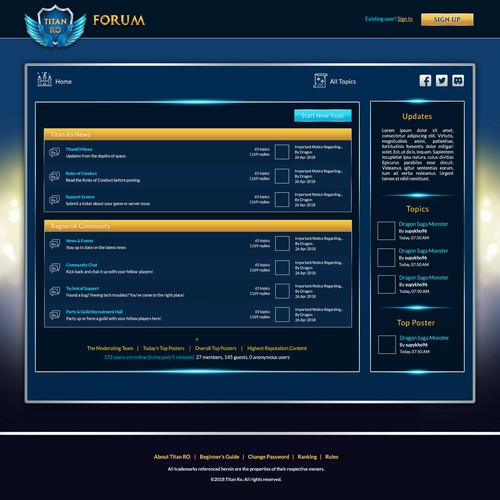 Online Game Server Forum Page