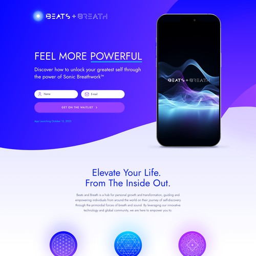 Landing page to promote a Music app