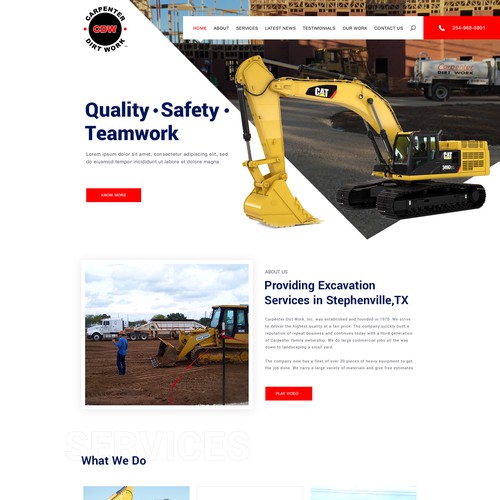 Homepage Design for Carpenter Dirt Work