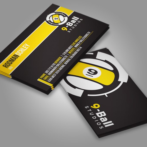 Design a new business card for 9-Ball Studios