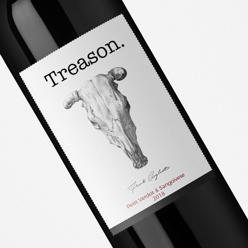 Bold red wine label 