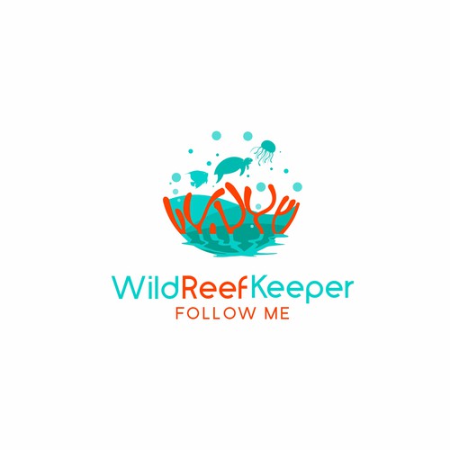 a creative logo for coral reef tank keeper .