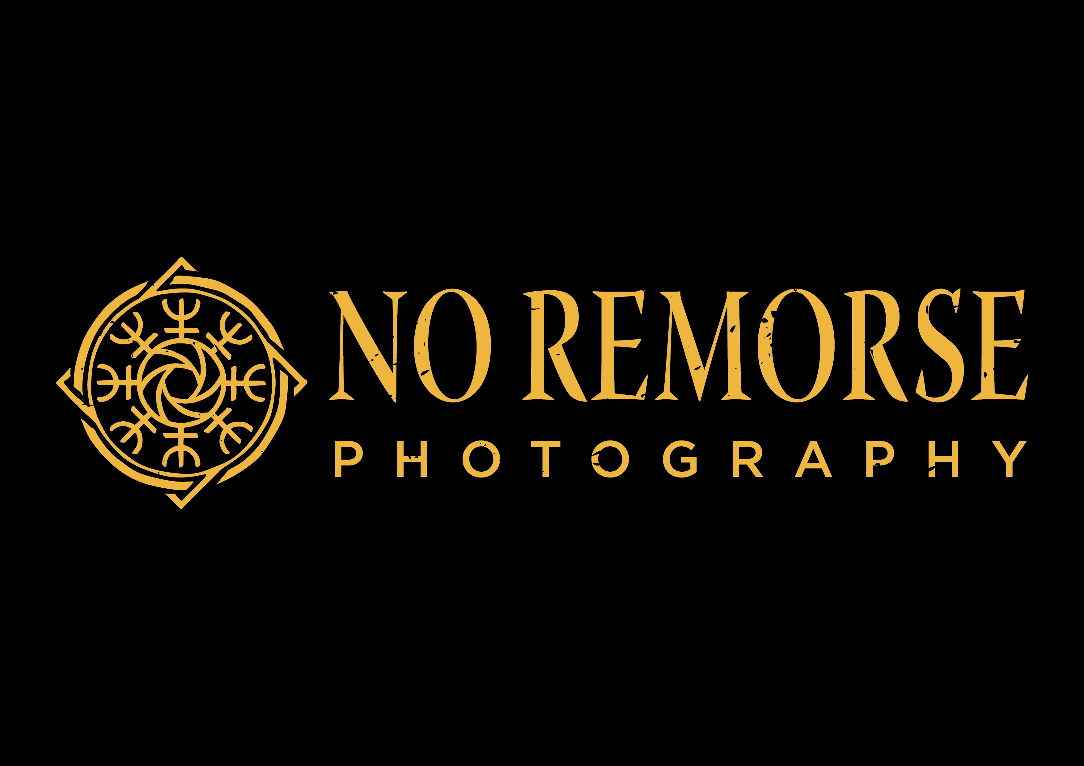 Create a dark and classical logo for No Remorse Photography.