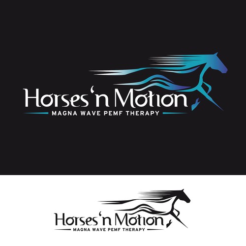 Unique equine logo showing motion