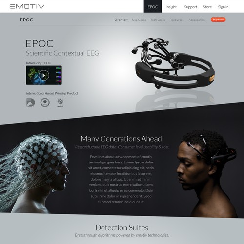 Emotiv Brainwear Website Concept
