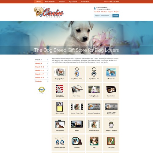 Homepage Design for Ecommerce Business - Dog Gift Shop