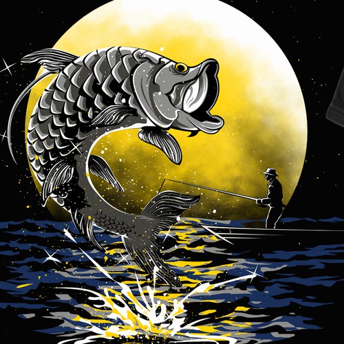 Show a Tarpon Fish Jumping Across a Full Moon Shirt