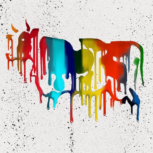 Watercolor driping Cow