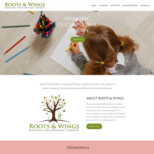 Roots & Wings Pediatric OT - Website Design