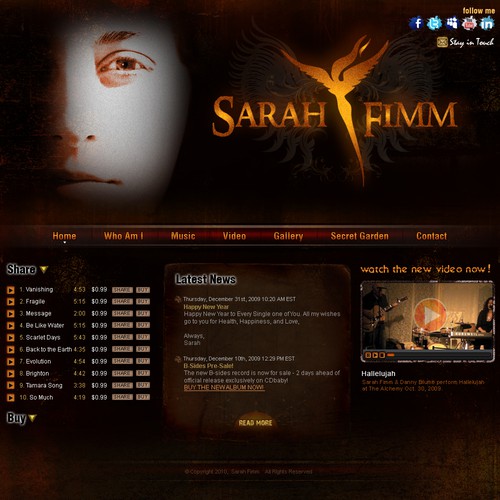 Musician/Artist Sarah Fimm holds website contest