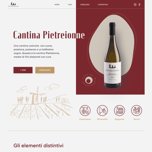 A landing page concept for a wine company