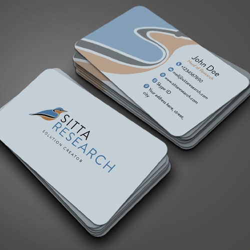 abstract logo concept with business card mockup for Sitta Reasearch 