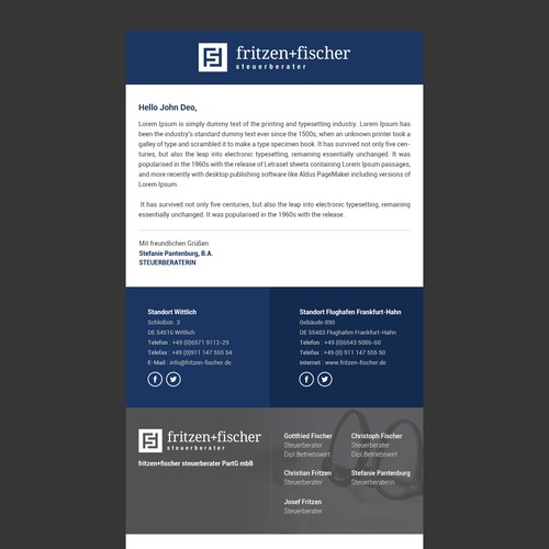 Email Newsletter for Fritzen