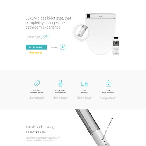 Home page for a renowned smart bidet seat brand