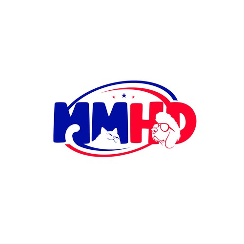 A bold  mibimal hidden logo with cat and dog