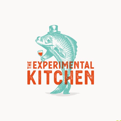 Illustrated neo vintage fish logo