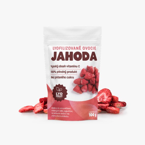 Freeze-dried strawberries packaging design
