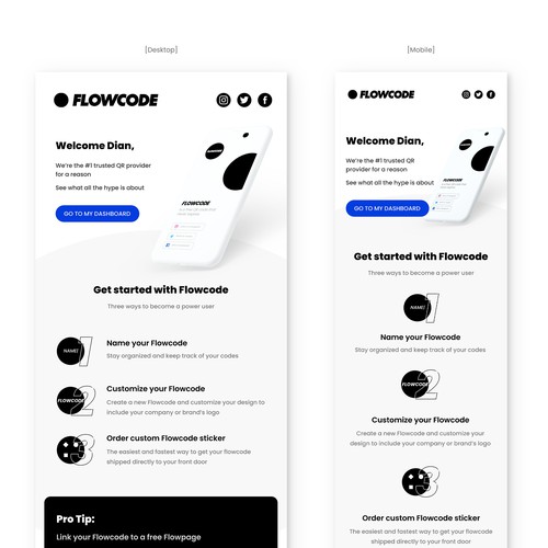Black and White Welcome Email for Flowcode