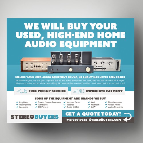 Design Challenge: We buy high-end stereos - can you help us spread the word?!