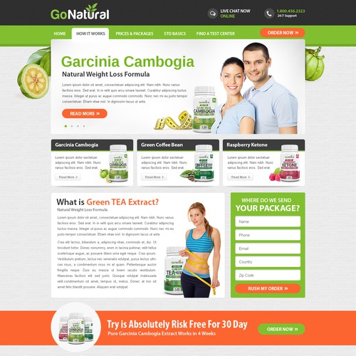 Design a website for health supplement company Go Natural!