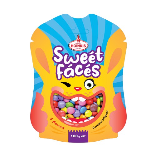 Pouche (doy pack) for candies with funny face
