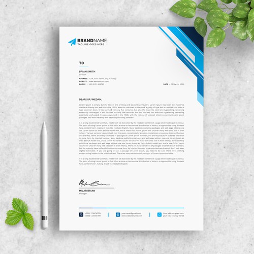 Professional Letterhead Design with A4 Format