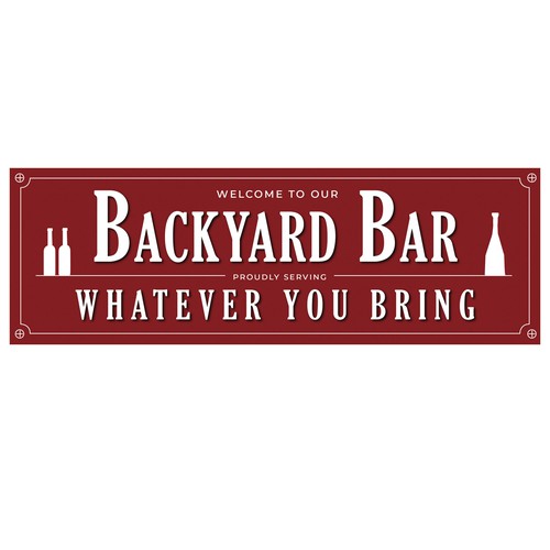 Red Backyard Patio sign for Home Deco company