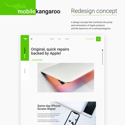 Modern&minimalistic concept for Apple products repair company