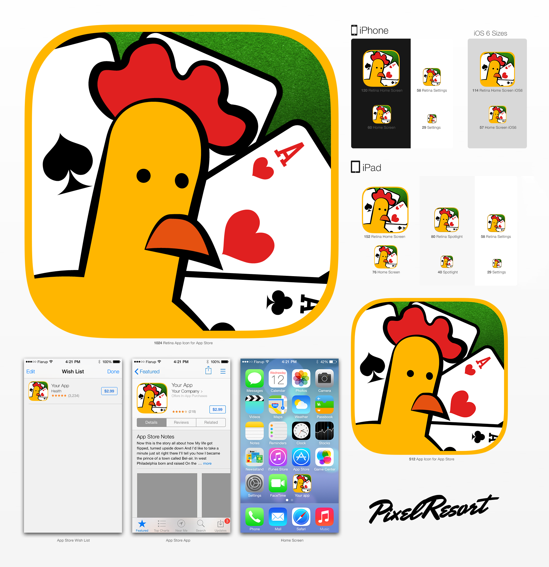 Create an app icon for the "Poker Chicken" mobile game