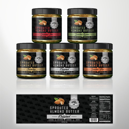 sprouted almond butter jars labels