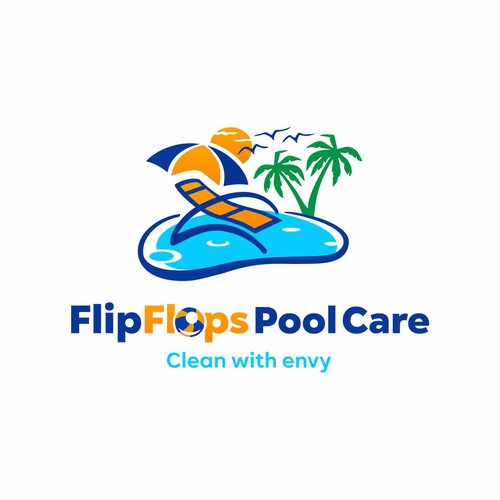Bold and fun logo concept for Flip Flops Pool Care