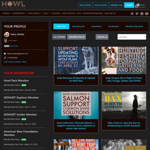 Howl for Wildlife - Membership Hub